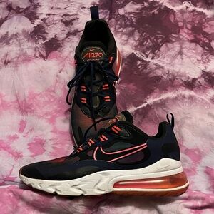 Nike Air Max 270 React Navy Blue and Pink Sneakers